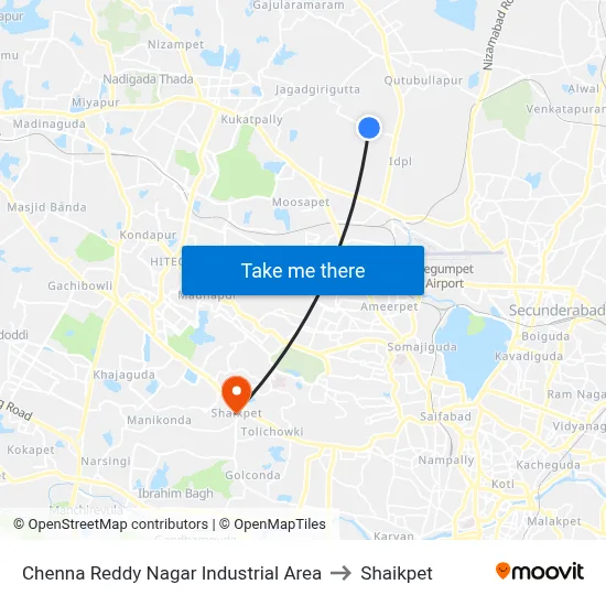 Chenna Reddy Nagar Industrial Area to Shaikpet map
