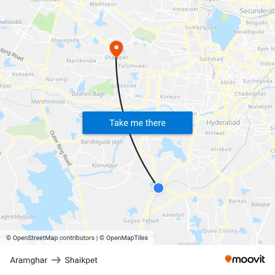 Aramghar to Shaikpet map