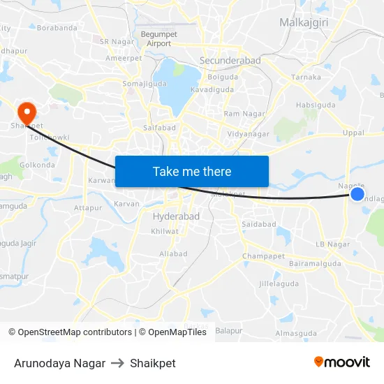 Arunodaya Nagar to Shaikpet map
