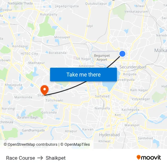 Race Course to Shaikpet map