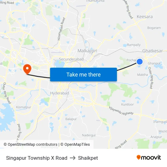 Singapur Township X Road to Shaikpet map
