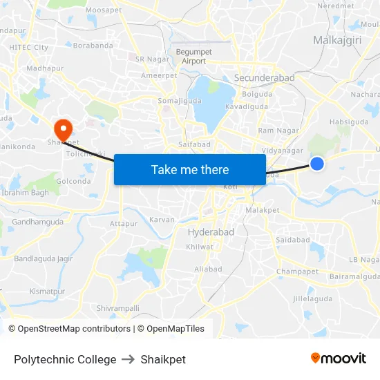 Polytechnic College to Shaikpet map