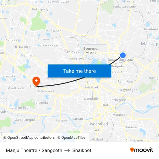 Manju Theatre / Sangeeth to Shaikpet map