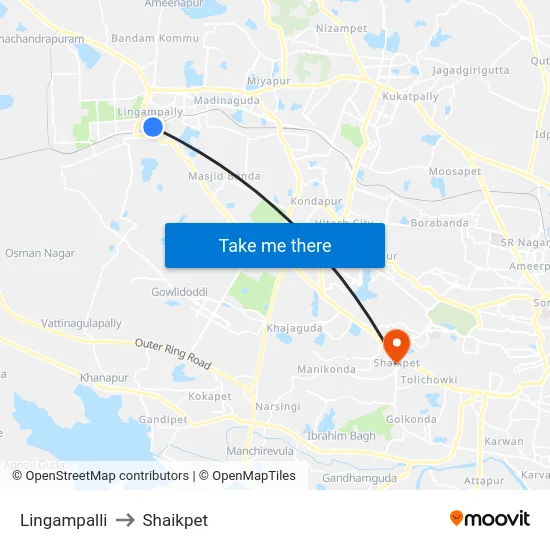 Lingampalli to Shaikpet map