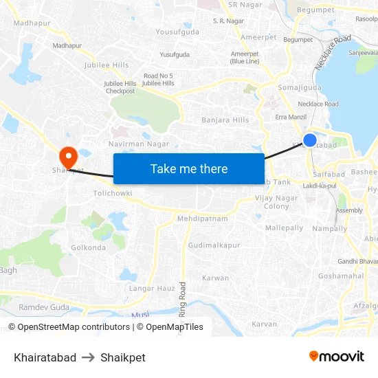 Khairatabad to Shaikpet map
