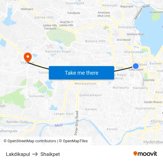 Lakdikapul to Shaikpet map