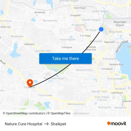 Nature Cure Hospital to Shaikpet map