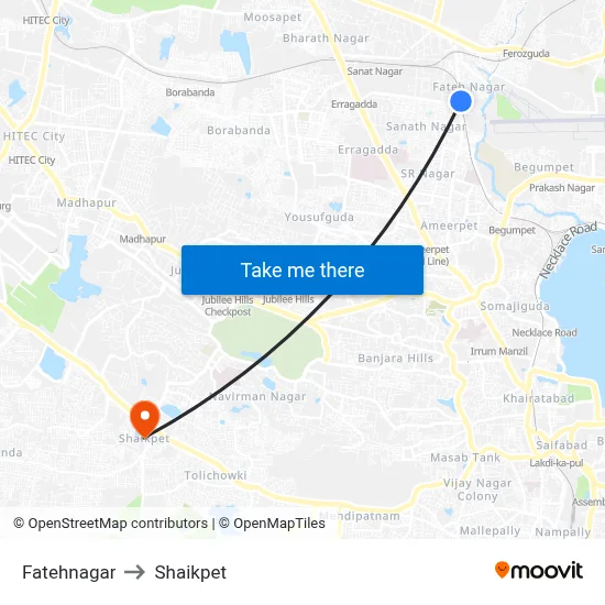 Fatehnagar to Shaikpet map