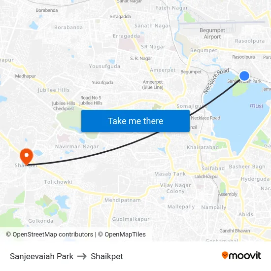 Sanjeevaiah Park to Shaikpet map