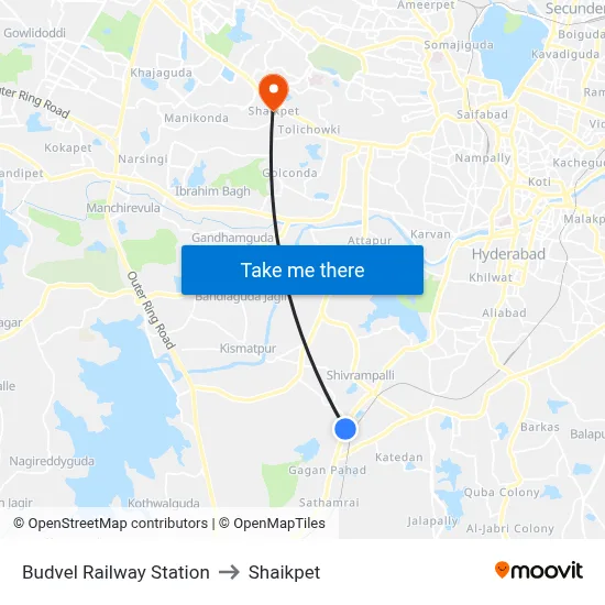 Budvel Railway Station to Shaikpet map