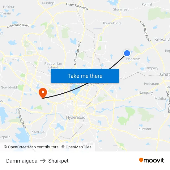 Dammaiguda to Shaikpet map