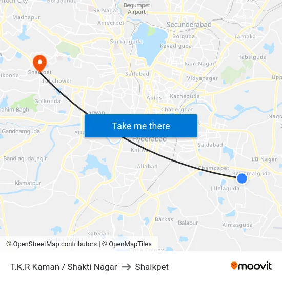 T.K.R Kaman / Shakti Nagar to Shaikpet map
