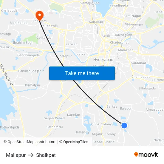 Mallapur to Shaikpet map