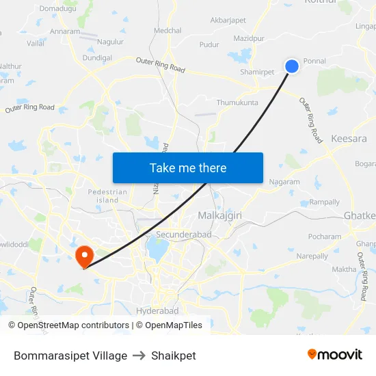 Bommarasipet Village to Shaikpet map