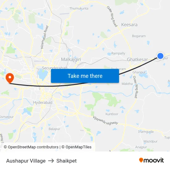 Aushapur Village to Shaikpet map