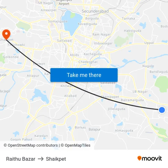 Raithu Bazar to Shaikpet map