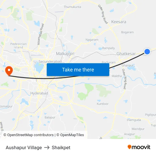 Aushapur Village to Shaikpet map