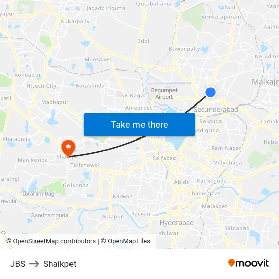 JBS to Shaikpet map