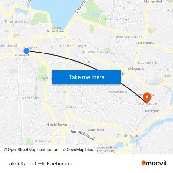 Lakdi-Ka-Pul to Kacheguda map