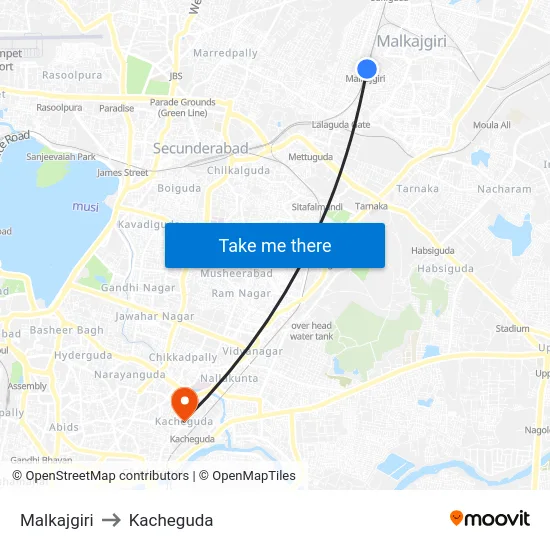Malkajgiri to Kacheguda map