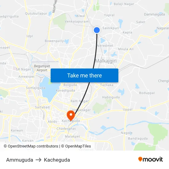 Ammuguda to Kacheguda map