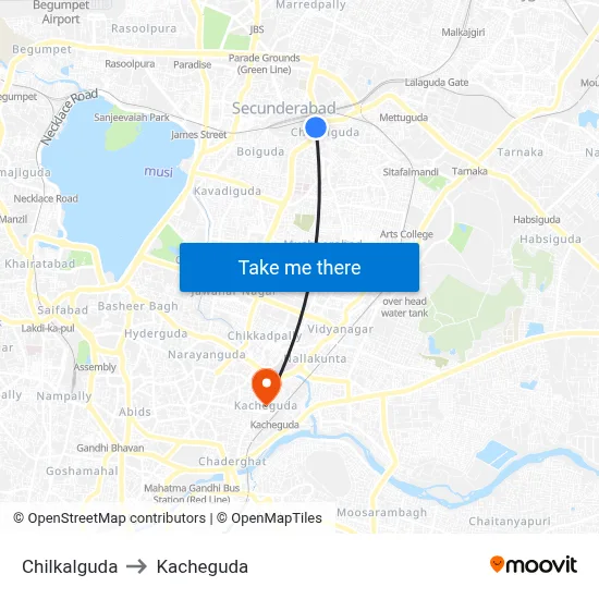 Chilkalguda to Kacheguda map