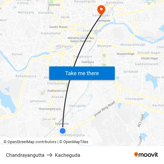 Chandrayangutta to Kacheguda map