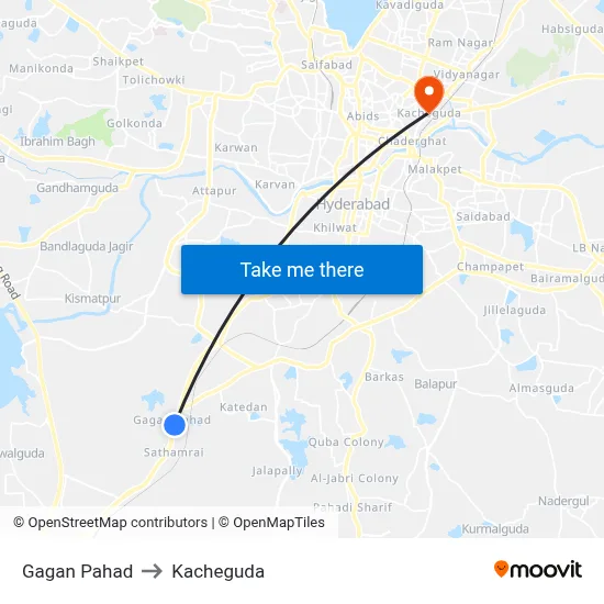 Gagan Pahad to Kacheguda map