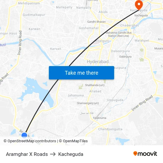 Aramghar X Roads to Kacheguda map