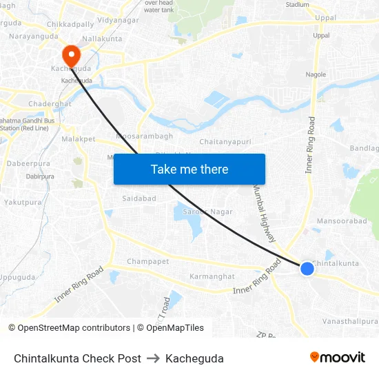 Chintalkunta Check Post to Kacheguda map