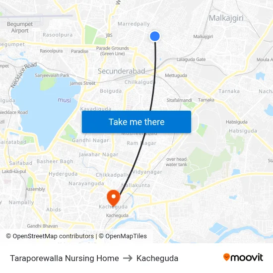 Taraporewalla Nursing Home to Kacheguda map