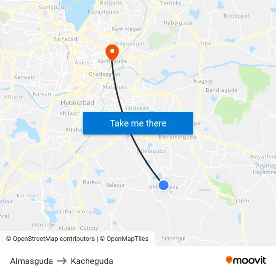 Almasguda to Kacheguda map