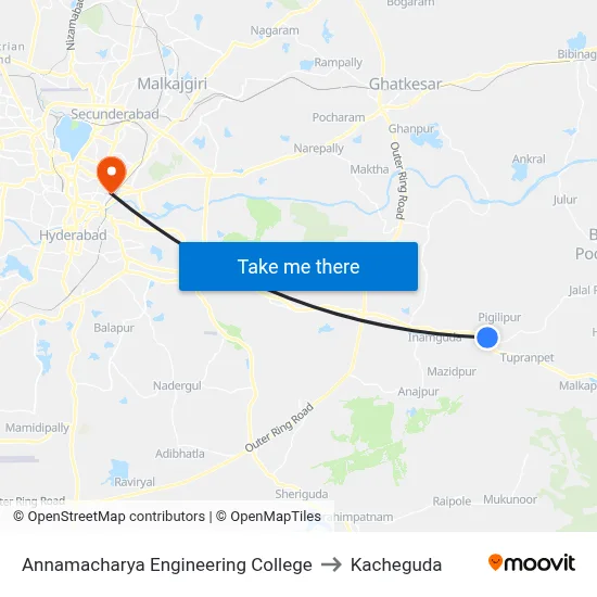 Annamacharya Engineering College to Kacheguda map