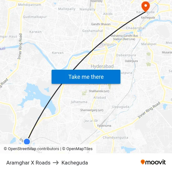 Aramghar X Roads to Kacheguda map