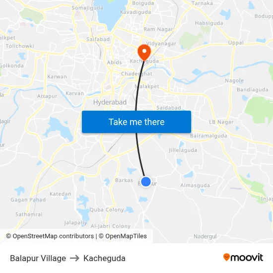 Balapur Village to Kacheguda map