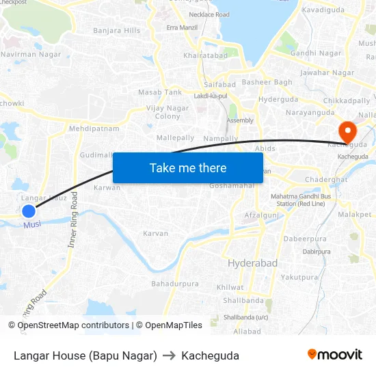 Langar House (Bapu Nagar) to Kacheguda map