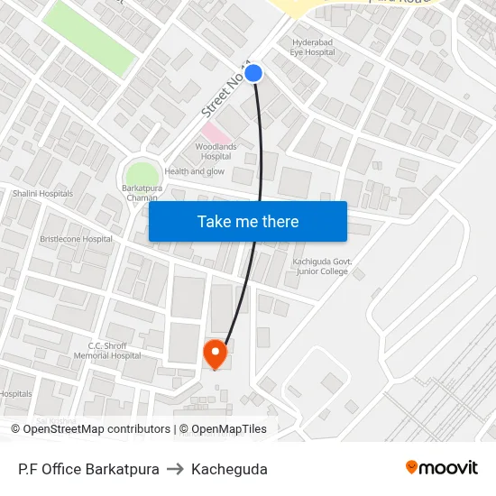 P.F Office Barkatpura to Kacheguda map