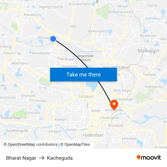 Bharat Nagar to Kacheguda map