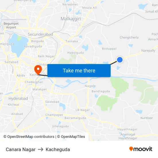 Canara Nagar to Kacheguda map