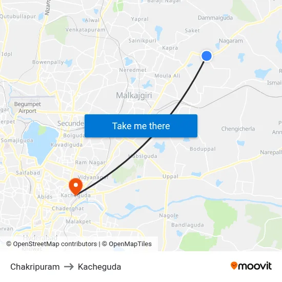 Chakripuram to Kacheguda map