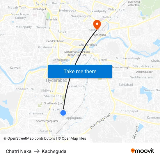 Chatri Naka to Kacheguda map