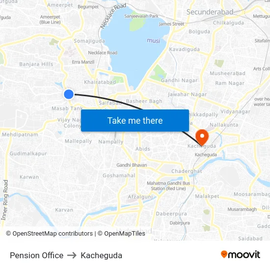 Pension Office to Kacheguda map