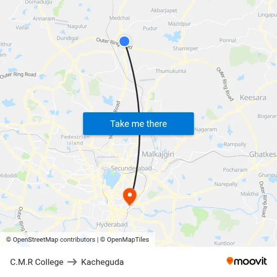C.M.R College to Kacheguda map