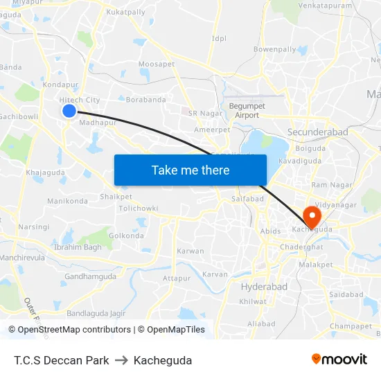 T.C.S Deccan Park to Kacheguda map