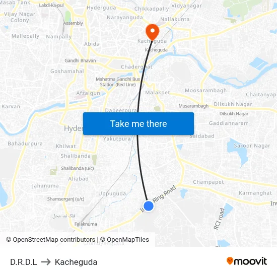 D.R.D.L to Kacheguda map