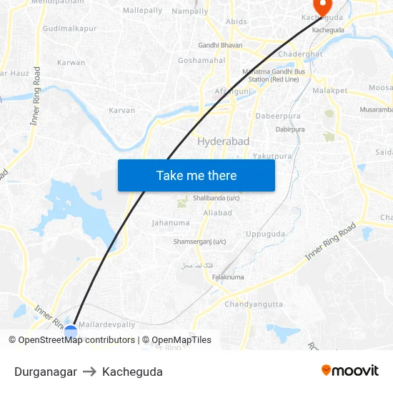 Durganagar to Kacheguda map