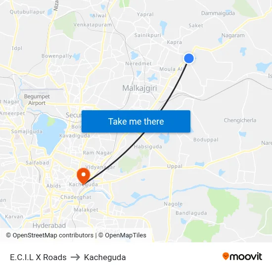 E.C.I.L X Roads to Kacheguda map