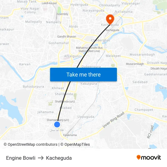 Engine Bowli to Kacheguda map