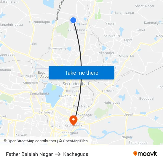 Father Balaiah Nagar to Kacheguda map