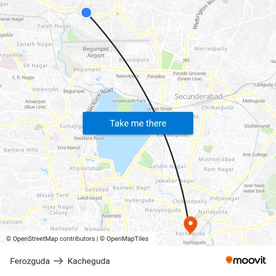 Ferozguda to Kacheguda map
